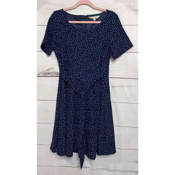 Yumi Dress Size 8/10 Short Sleeves Blue With White Polka Dots - Picture 1 of 5